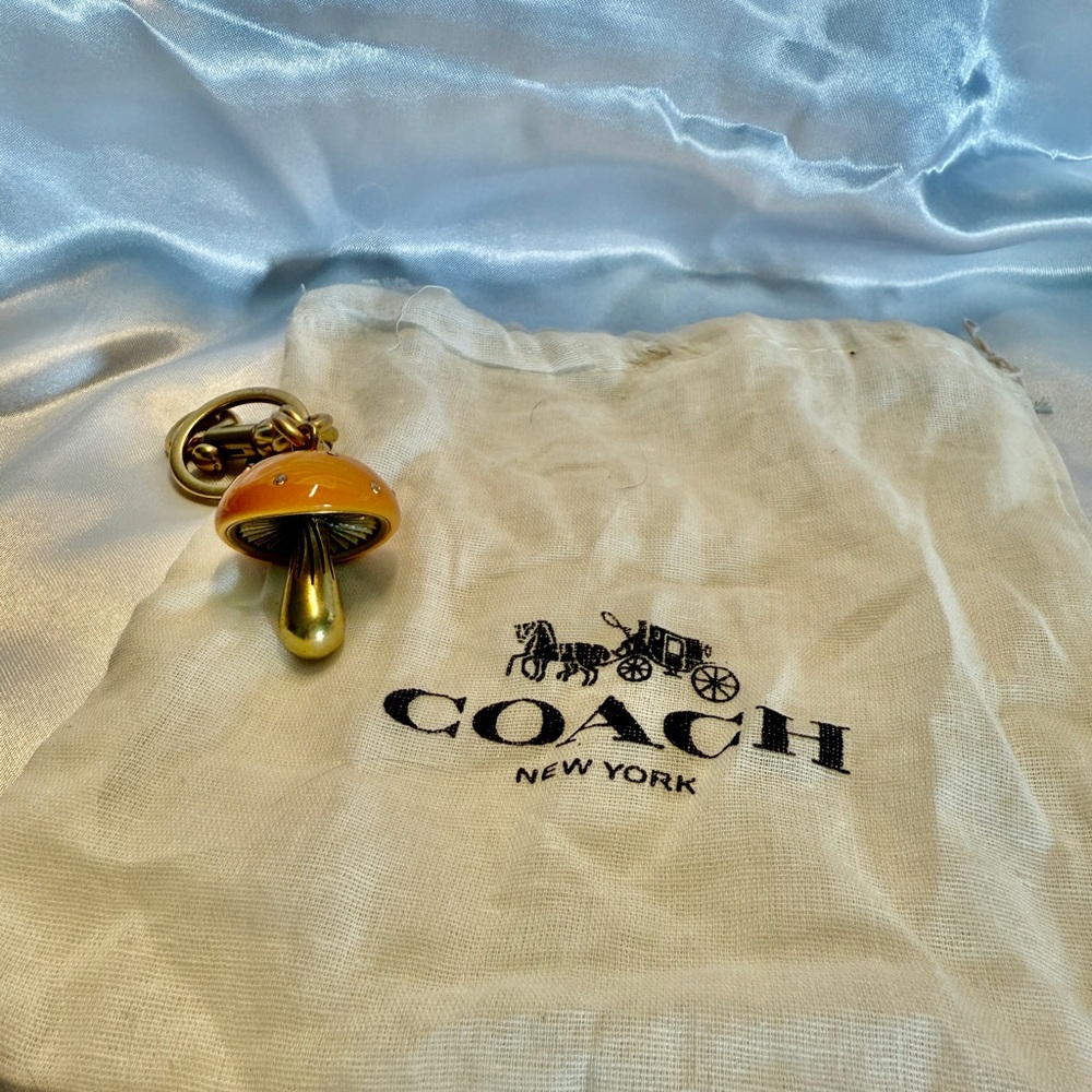 Coach Gold and Orange Mushroom Keychain/Bag Charm
